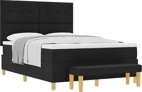 vidaXL Boxrugós ágy matracmal fejtámlával Fekete 140 x 190 cm szövet