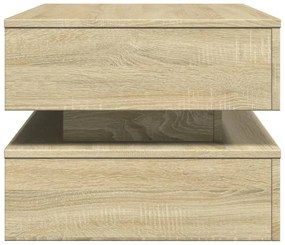 sonoma tölgy színű dohányzóasztal LED-lámpákkal 90x50x40 cm