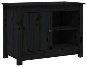 fekete tömör fenyőfa TV-szekrény 70 x 36,5 x 52 cm