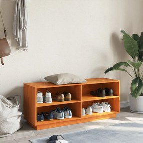 viaszbarna tömör fenyőfa cipőszekrény 110 x 34 x 45 cm