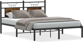 vidaXL füstös tölgy színű szerelt fa ágykeret matrac nélkül 137x190 cm