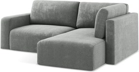 Szürke zsenília kinyitható-tárolóhelyes sarokkanapé (jobb oldali-L alakú) Kona – Makamii