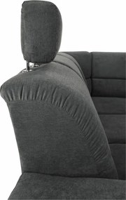 Ülőgarnitúra, műbőr fekete/szövet sötétszürke, balos, SANTIAGO U