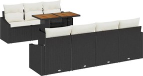 vidaXL Kert étkező szett párnával 8 pcs Fekete és Krém