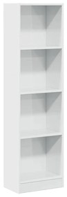magasfényű fehér szerelt fa könyvespolc 40 x 24 x 143 cm