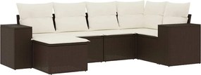 vidaXL 6 részes barna polyrattan kerti ülőgarnitúra párnával