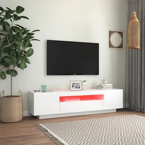 magasfényű fehér TV-szekrény LED-lámpákkal 160 x 35 x 40 cm