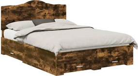 vidaXL Ágykeret fejtámlával fiókkal Füstölt tölgy 140 x 190 cm Faanyag