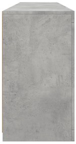 betonszürke tálalószekrény LED-világítással 162 x 37 x 67 cm