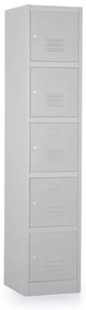 Fém szekrény - 5 doboz, 38 x 45 x 185 cm, hengerzár, szürke - ral 7035