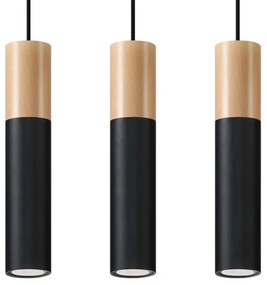 Sollux SL.0634 - Csillár zsinóron PABLO 3xGU10/40W/230V fekete