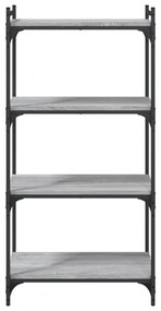 4 szintes szürke sonoma szerelt fa könyvespolc 60 x 30 x 120 cm