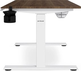Elektromos, állítható magasságú, ergonomikus, fehér/dió íróasztal,1400x700 mm: ARIA