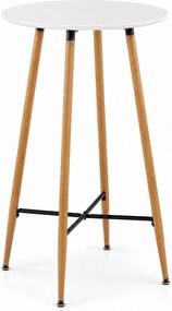 Bárasztal, kerek MDF asztallappal, Ø60 x 102 cm, fehér/tölgy