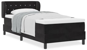 Boxspring Ágy Matracokkal Fekete 90x200 cm Bársony