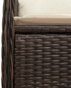 vidaXL 5 részes barna polyrattan kerti bisztrógarnitúra párnákkal