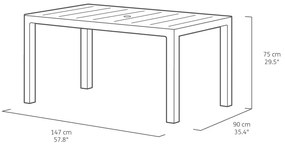 Kerti étkezőasztal 90x147 cm Julie – Keter