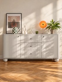 Vesper fiókos komód 160 cm - kasmír / fekete fogantyúk / gömb alakú lábak