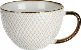 Elegáns bögre arany fogantyúval Tágas ajándék 400ml teás kávéhoz