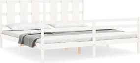 vidaXL tömör fa ágykeret fejtámlával 200 x 200 cm