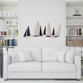 Fali dekoráció 52x117 cm fém vitorlás hajó