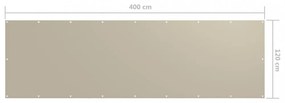 bézs oxford-szövet erkélyparaván 120 x 400 cm