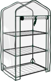 Outsunny 3-Tier Kerti Üvegház Terasz Üvegház 3 Polccal és 1 Cipzáras Ajtóval Növények, Virágok és Zöldségek Neveléséhez 59x39x127 cm Átlátszó | Aosom