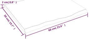 sötétbarna kezelt tömör tölgyfa asztallap 60x50x2 cm