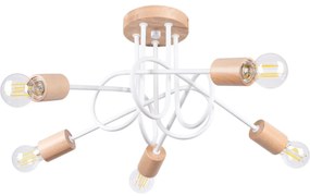 Sollux SL.1475 - Felületre szerelhető csillár EMBER 5xE27/15W/230V fehér/bézs/bükkfa