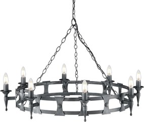 ELSTEAD SAX8-BLK-SIL SAXON Rusztikus Csillár Fekete E14 IP20