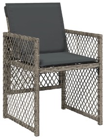 5 Részes Kerti Étkező Szett Párnákkal Szürke Polyrattan