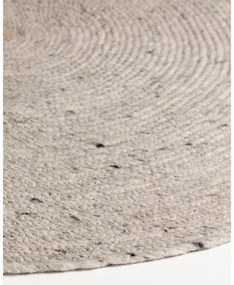 Világosszürke-elefántcsont színű kézi szövésű gyapjú kerek szőnyeg ø 200 cm Takashi – Kave Home