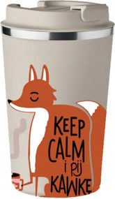 Prémium termo bögre nyomott mintával Keep Calm Igyál Kávét Róka 350 ml KT_085