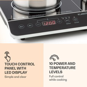Klarstein Varicook Slim, indukciós főzőlap, 3500 W, 240 °C, 2 főzőlap, időzítő, érintős