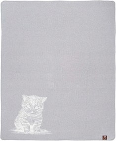 Ágytakaró pléd 165x200 Cica szürke horgolt takaró