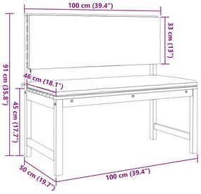 Kerti pad párnákkal 100x50x91 cm Tömör akácfa