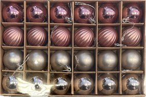 Karácsonyfadísz szett Rózsaszín és ezüst 24 db-os Bombák Műanyag