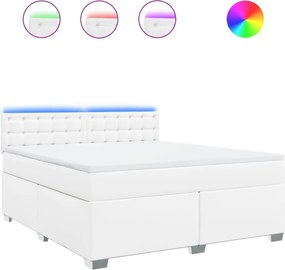 vidaXL fehér műbőr rugós ágy matraccal 180 x 200 cm
