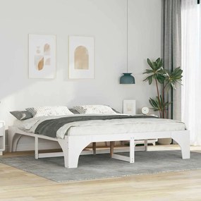 Földi ágykeret tárolóval Fehér 180 x 200 cm Tömör fenyőfa
