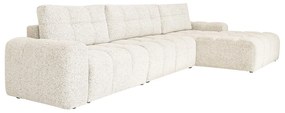 Krémszínű kinyitható tárolóhelyes moduláris sarokkanapé (jobb oldali) Lulu – Miuform