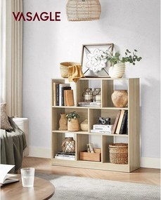 könyvespolc, térelválasztó polc, 97,5 x 100 x 30 cm tölgy szín