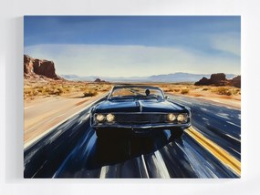 Vászonkép Canvas Muscle Car Sivatag Út Vintage Retro Usa 100x75