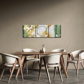 Kép - virágzó kaktuszok, vintage (órával) (90x30 cm)