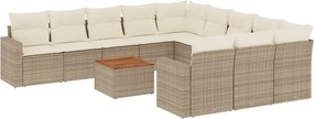 vidaXL 12 részes bézs polyrattan kerti ülőgarnitúra párnákkal