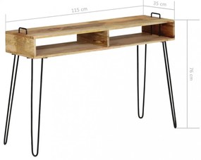 tömör mangófa konzolasztal 115 x 35 x 76 cm