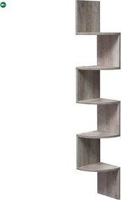 Sarokpolc 5 szintes lebegő fali polc, greige 20x20x127cm