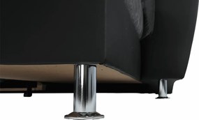 Ülőgarnitúra, műbőr fekete/szövet sötétszürke, jobbos, SANTIAGO U