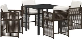 vidaXL Kert étkező szett 5 pcs Barna polirattan
