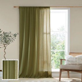 Khaki átlátszó függöny 140x183 cm Zofia Broderie Anglaise – Pineapple Elephant