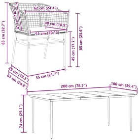 9 észes barna polyrattan üveg kerti étkezőgarnitúra párnával
